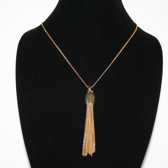 Vintage Jewelry - Vintage gold necklace with long tassel
